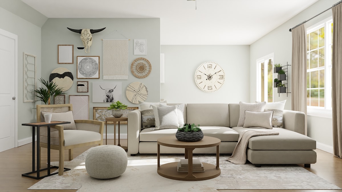 Staged living room in a listed home